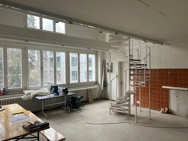 Der obere Bereich mit der Wendeltreppe